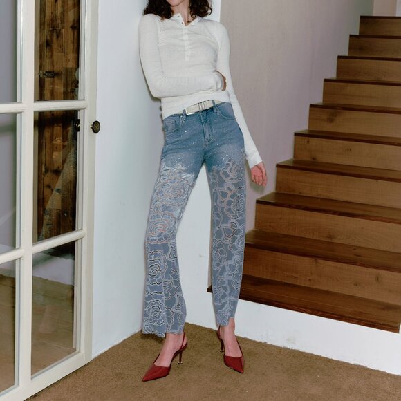 NWT Bayeas Retro Light Blue Wide Leg Jeans - Picture 3 of 16